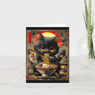 Carte Chat Ramen Drôle Amateurs de Nouilles Anime Otaku