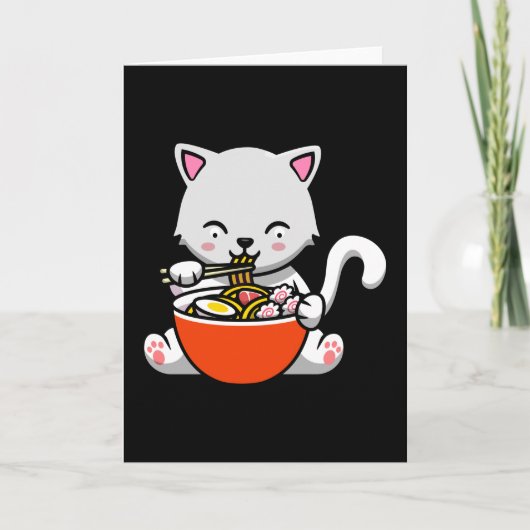Carte Chat Ramen Kawaii Sushi Anime Cadeau Japonais (Devant)