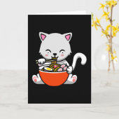 Carte Chat Ramen Kawaii Sushi Anime Cadeau Japonais (Fleur jaune)