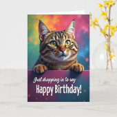 Carte Chat Rayé (Fleur jaune)