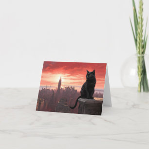 Carte chat regarde vers new york city