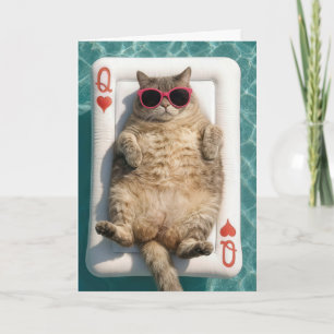 Carte Chat Reine des Cœurs d'anniversaire