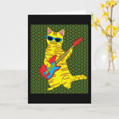 Carte Chat Retro Jouer Guitare (Fleur jaune)