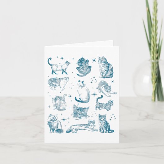 Carte Chat Rétro Tatoué Années 90 Nature Chat Amour (Devant)