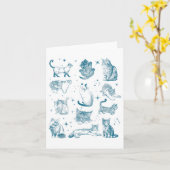 Carte Chat Rétro Tatoué Années 90 Nature Chat Amour (Fleur jaune)