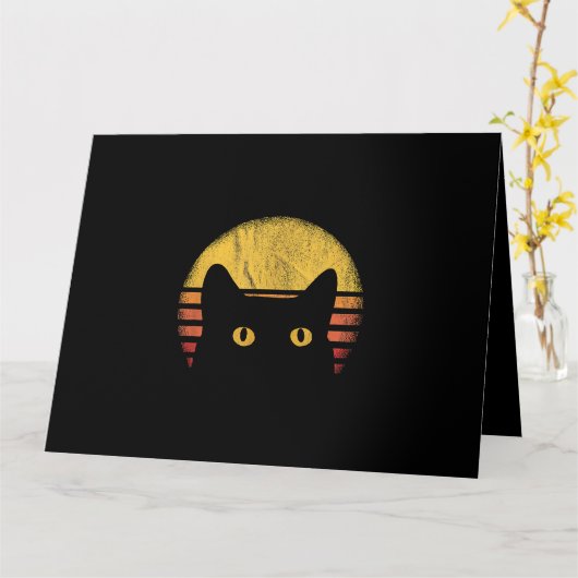 Carte Chat Rétro Vintage (Fleur jaune)