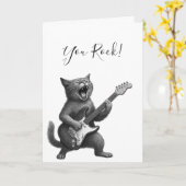 Carte Chat Rockeur (Fleur jaune)