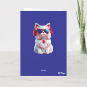 Carte Chat rockeur persan blanc drôle (Dos)