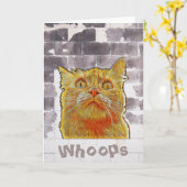 Carte Chat rouge en difficulté. (Fleur jaune)