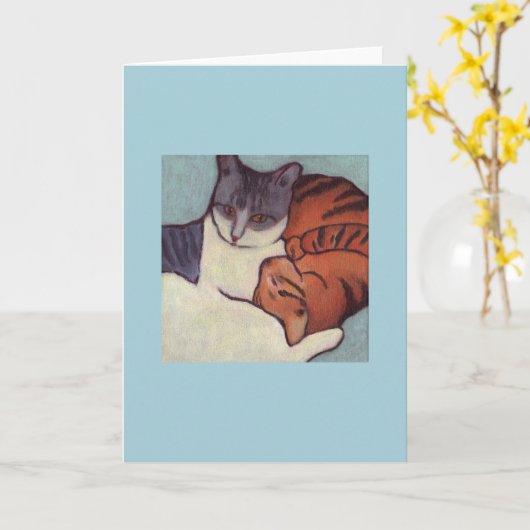 Carte Chat roux (Fleur jaune)