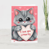 Carte Chat Saint Valentin Je t'aime Cœur Mignon Rose (Devant)