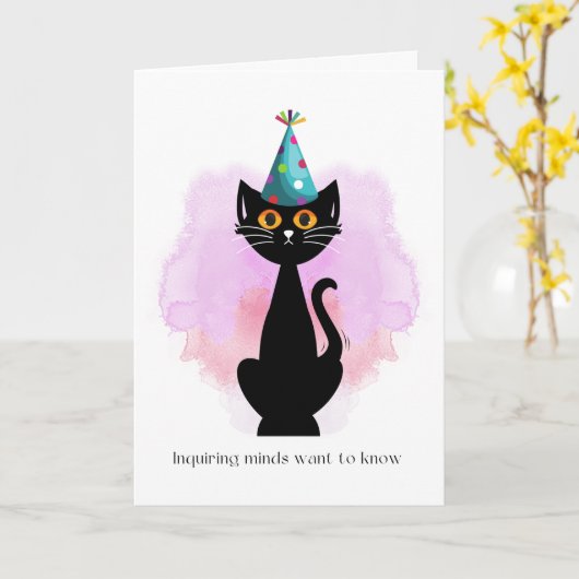 Carte Chat | Sarcastic Party Casquette Chat Funny Birthd (Fleur jaune)
