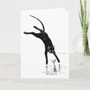 Carte Chat Sauter dans l'étang, Alexandre Steinlen