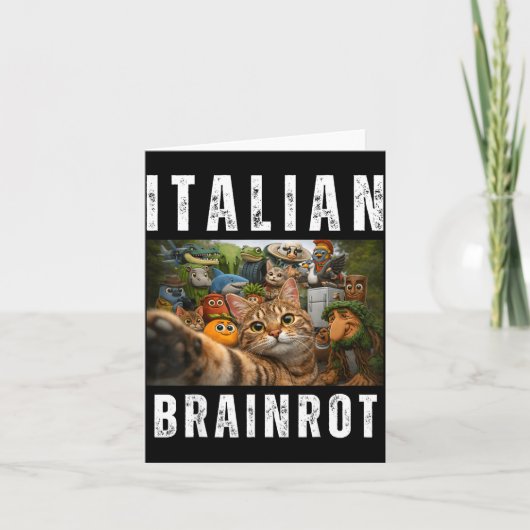 Carte Chat selfie avec mème italien drôle de brainrot (Devant)