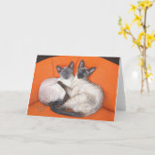 Carte Chat Siamese Couple Cosy (Fleur jaune)