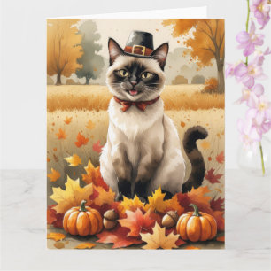 Carte Chat Siamois À L'Automne Feuilles L'Art Thanksgivi