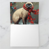 Carte Chat siamois à Noël de neige (Intérieur)