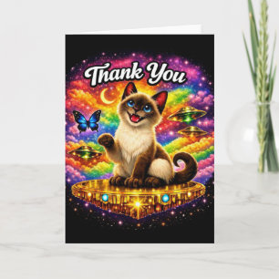 Carte Chat siamois arc-en-ciel cosmique de l'espace extr