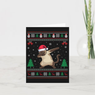 Carte Chat siamois dabbing Chapeau de Père Noël Garçons 