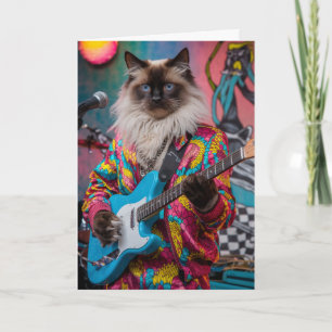 Carte Chat siamois drôle rocker