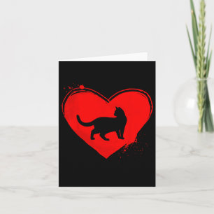 Carte Chat silhouette forme de coeur Saint-Valentin amat