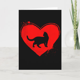 Carte Chat Silhouette Forme de Coeur Saint-Valentin Amou