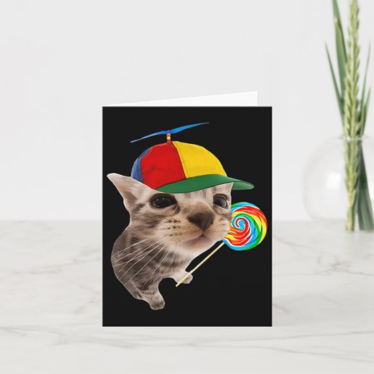 Carte Chat Silly Avec Mème Lollipop (Devant)