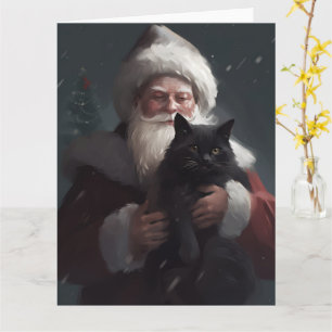 Carte Chat Smoking Avec Le Père Noël Festif Noël