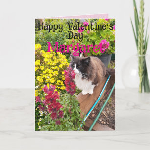 Carte Chat Smoking Drôle Rouge Jaune Saint-Valentin Nom