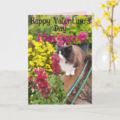 Carte Chat Smoking Drôle Rouge Jaune Saint-Valentin Nom  (Fleur jaune)