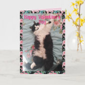 Carte Chat Smoking Mignon Drôle Saint-Valentin Danse Joy (Fleur jaune)