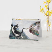 Carte Chat smoking Touchant la Patte Divine (Fleur jaune)