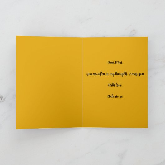 Carte Chat solitaire éditable regardant un coucher de so (Intérieur)