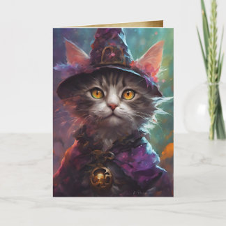Carte Chat sorcier Wise Halloween Salutations, Hondelles