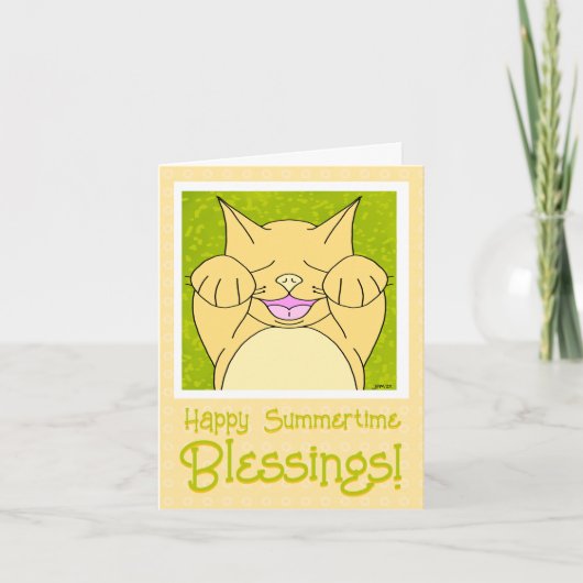 Carte Chat Souriant Heureux En Été Penser De Vous (Devant)