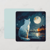 Carte Chat sous la lune par lac - CARD (Devant / Derrière)