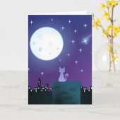 Carte Chat sous le clair de lune (Fleur jaune)