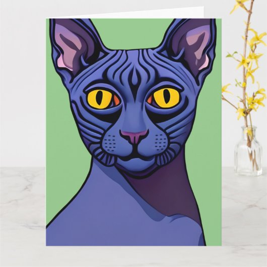 Carte Chat Sphynx (Fleur jaune)