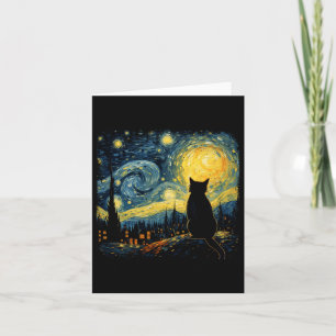 Carte Chat Starry Nuit Van Gogh Chat pour Amoureux des c