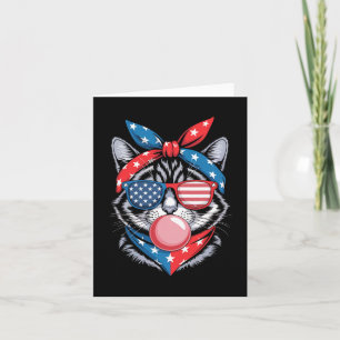 Carte Chat Sungles 4 juillet Américain Drapeau américain