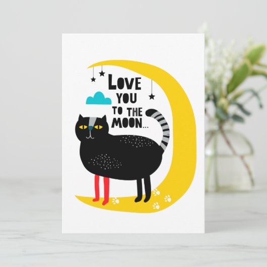 Carte Chat sur la lune (Debout devant)