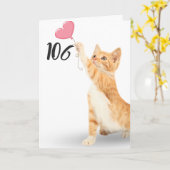Carte chat tabby 106e anniversaire (Fleur jaune)