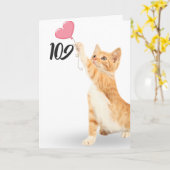 Carte chat tabby 109e anniversaire (Fleur jaune)