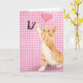 Carte chat tabby 13e anniversaire (Fleur jaune)