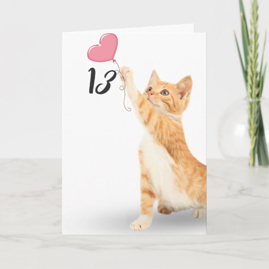 Carte chat tabby 13e anniversaire (Devant)