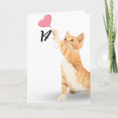 Carte chat tabby 14e anniversaire (Devant)