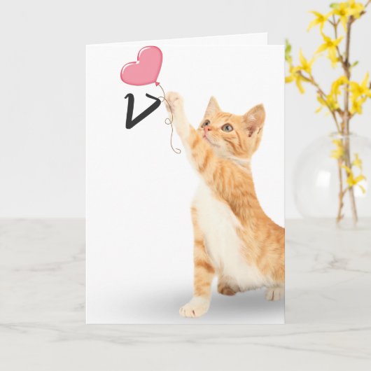 Carte chat tabby 17e anniversaire (Fleur jaune)