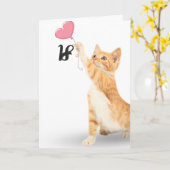 Carte chat tabby 18e anniversaire (Fleur jaune)