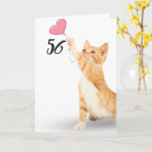 Carte chat tabby à 56e anniversaire (Fleur jaune)