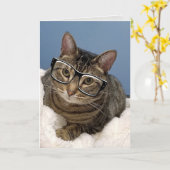 Carte chat tabby avec lunettes (Fleur jaune)